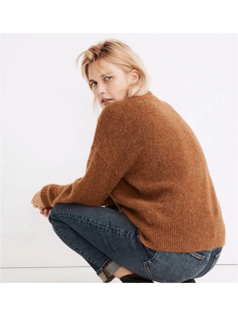 Madewell Dillon Mockneck Pullover Sweater Heather Cumin - Picture 3 of 9